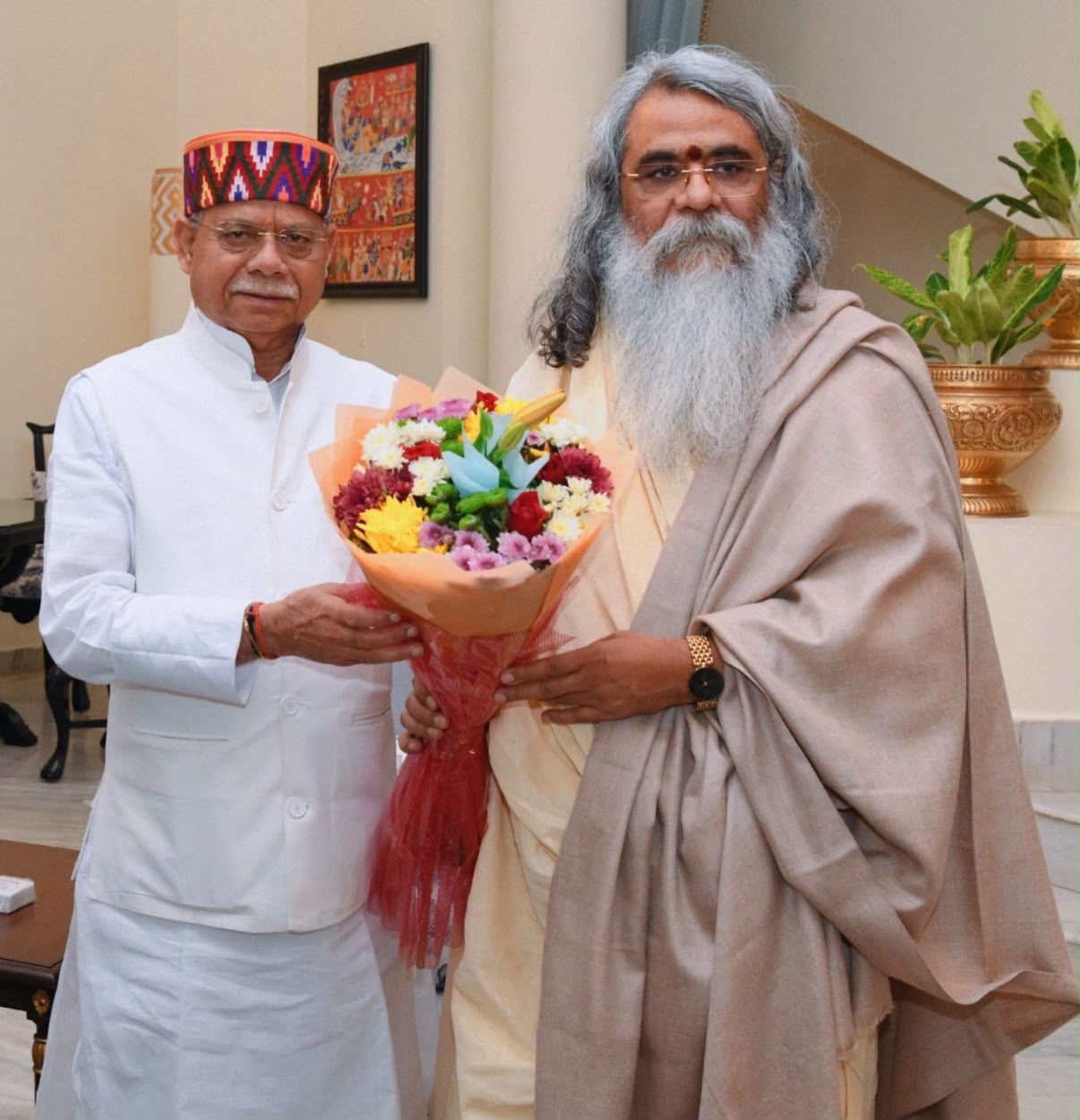 welcomed by Honourable SP Shukla at governor house at Hyderabad